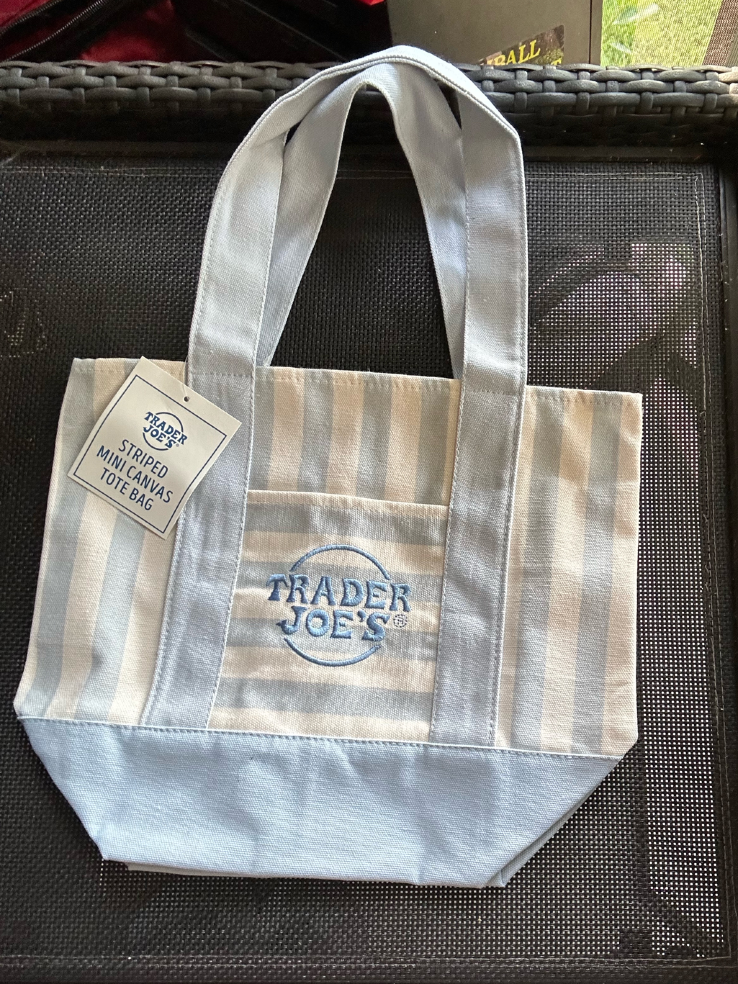 Trader Joe’s Light Blue Mini Striped Tote